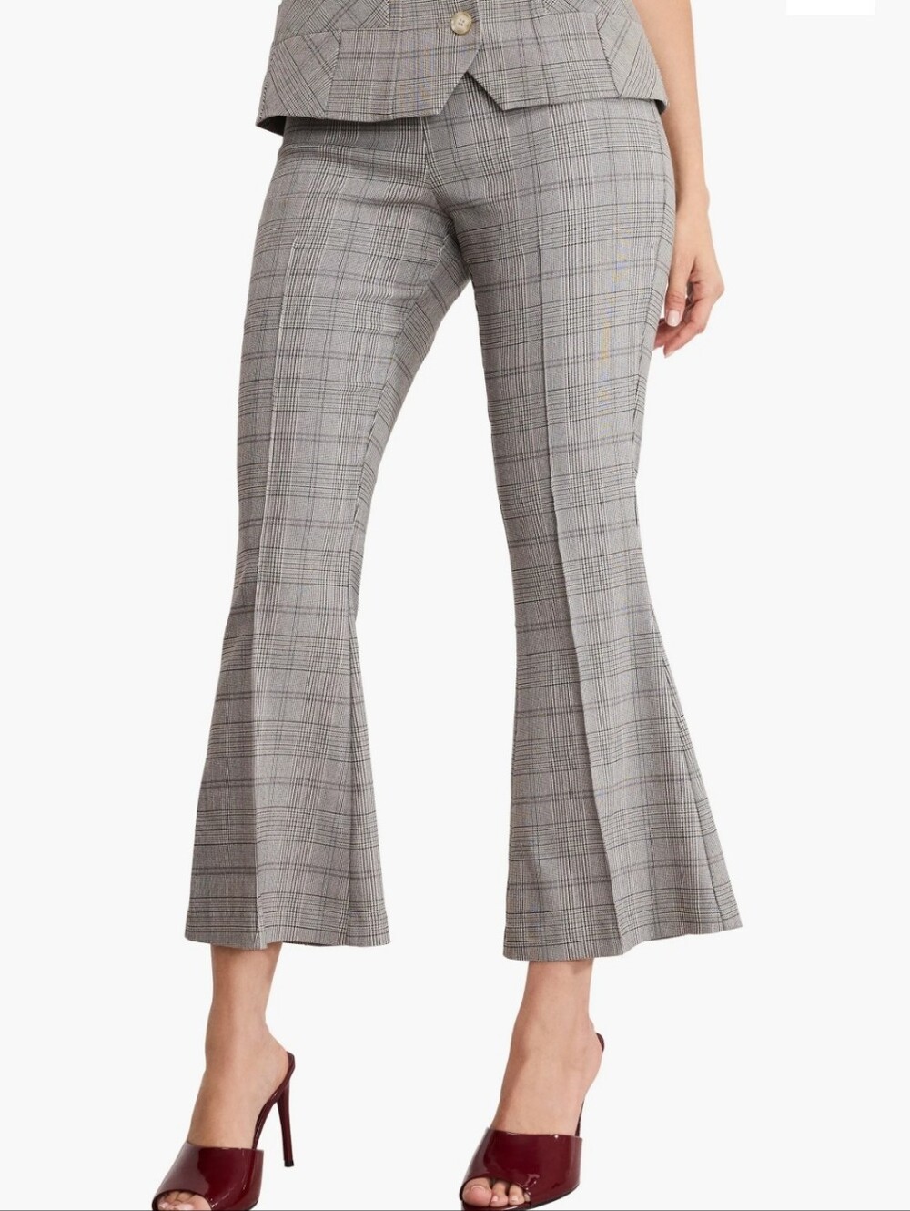 Good American Plaid Kick Flare Pants In Glen Plaid